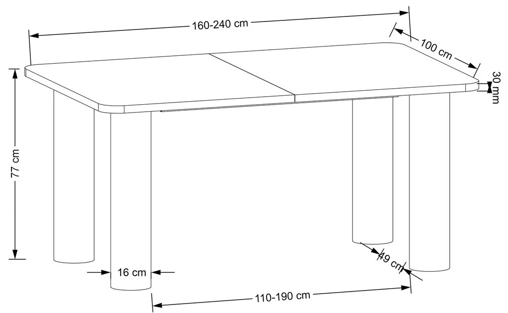 Rozkladací jedálenský stôl AZUL 160/240 cm prírodný dub/hnedý