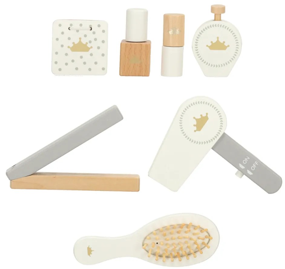 KIK Detský biely drevený toaletný stolík Lulilo Bella pre dievčatá s doplnkami a zrkadlom