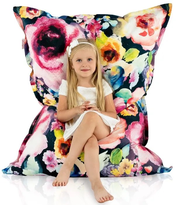 Ozdobný kvetinový sedací vak XL/XXL – pohodlný vankúš na ležanie s krásnym motívom Veľkosť: XL