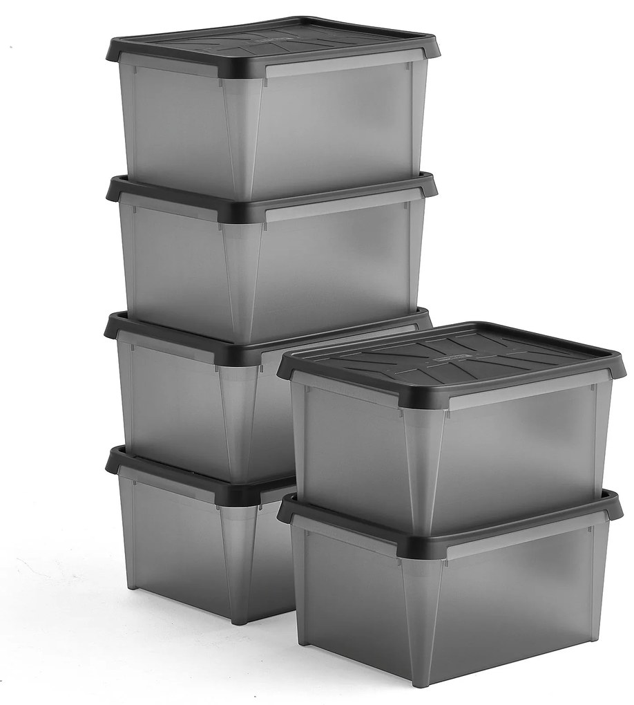 Plastové boxy s vekom DRY, 33 L, 6 ks, 500x400x270 mm, vodeodolné