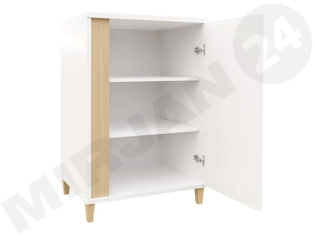 Komoda Anrok 50 L AR01, Farby: biela / biely lesk + čierny lesk