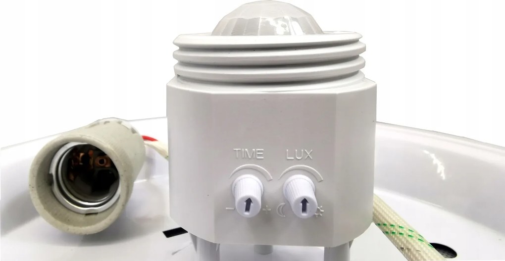 ECOLIGHT LED stropné svietidlo 2xE27 s pohybovým senzorom - sklo