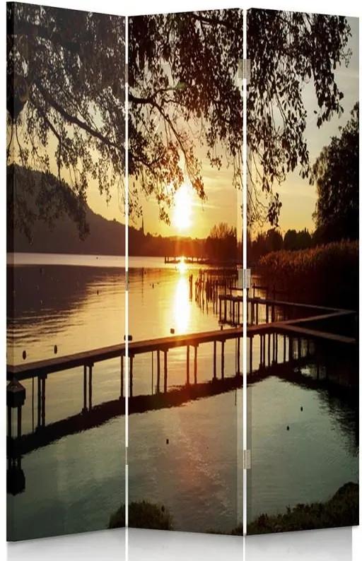 CARO Paraván - Sunset On The River | trojdielny | obojstranný 110x150 cm