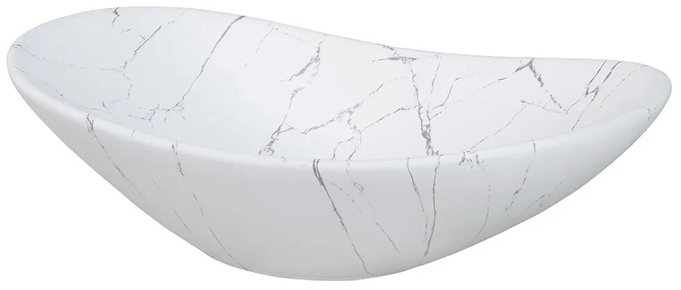 Keramické umyvadlo na desku LENNA 61 cm bílý mramor
