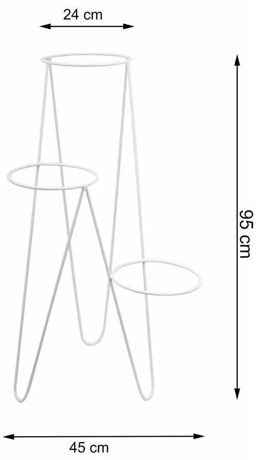 STOJAN NA KVETINÁČ TRIPOD 95X45X24 CM BIELA