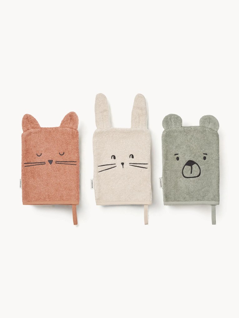 Rukavice na umývanie z organickej bavlny Sylvester, 3 ks