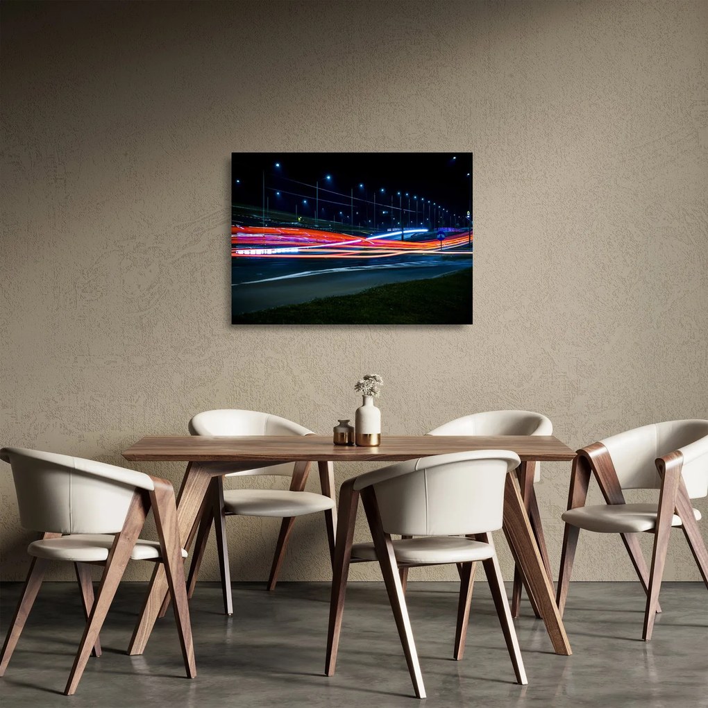 Sklenený obraz nočného mesta (70x50 cm)