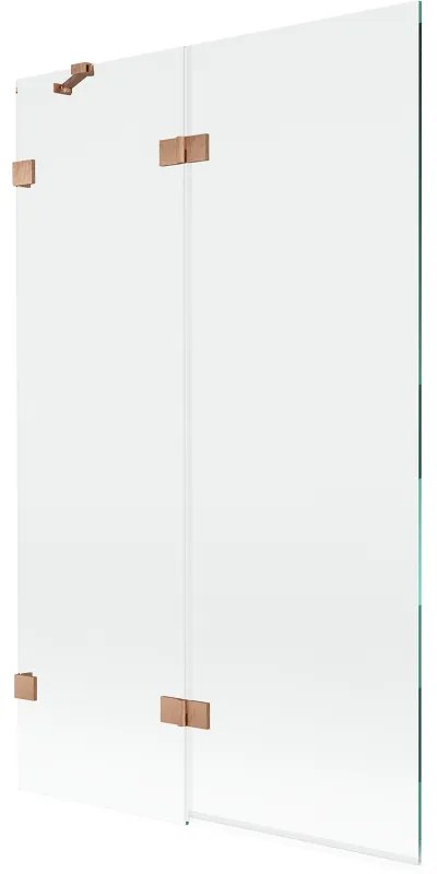 Mexen Lunar, 2-krídlová vaňová zástena ľavá 110 x 150 cm, číre sklo, medená matná, 897-110-100-65-00-L