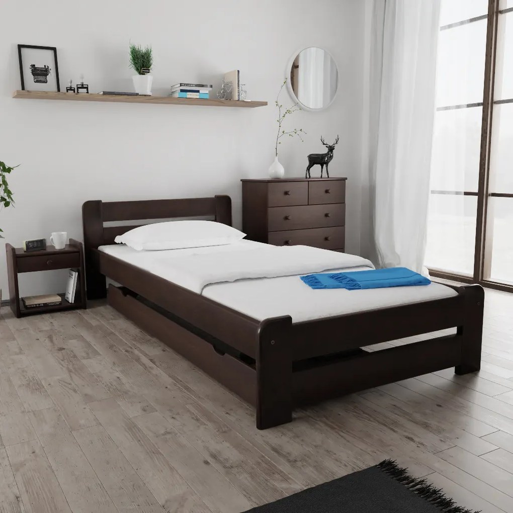 Posteľ Laura 80 x 200 cm, orech Rošt: S latkovým roštom, Matrac: Bez matraca
