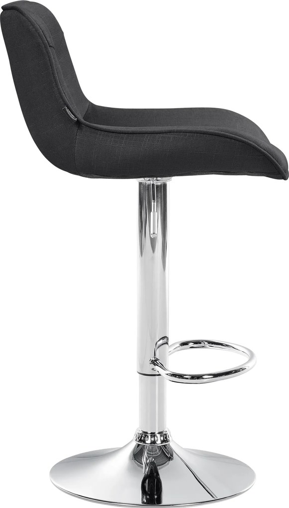 Barová stolička Vonore - látka, chróm rám - Tmavo sivá