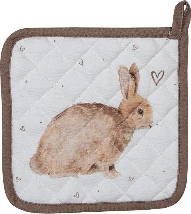 Bavlnená chňapka - podložka s motívom zajačika a srdiečok Bunnies in Love - 20*20 cm