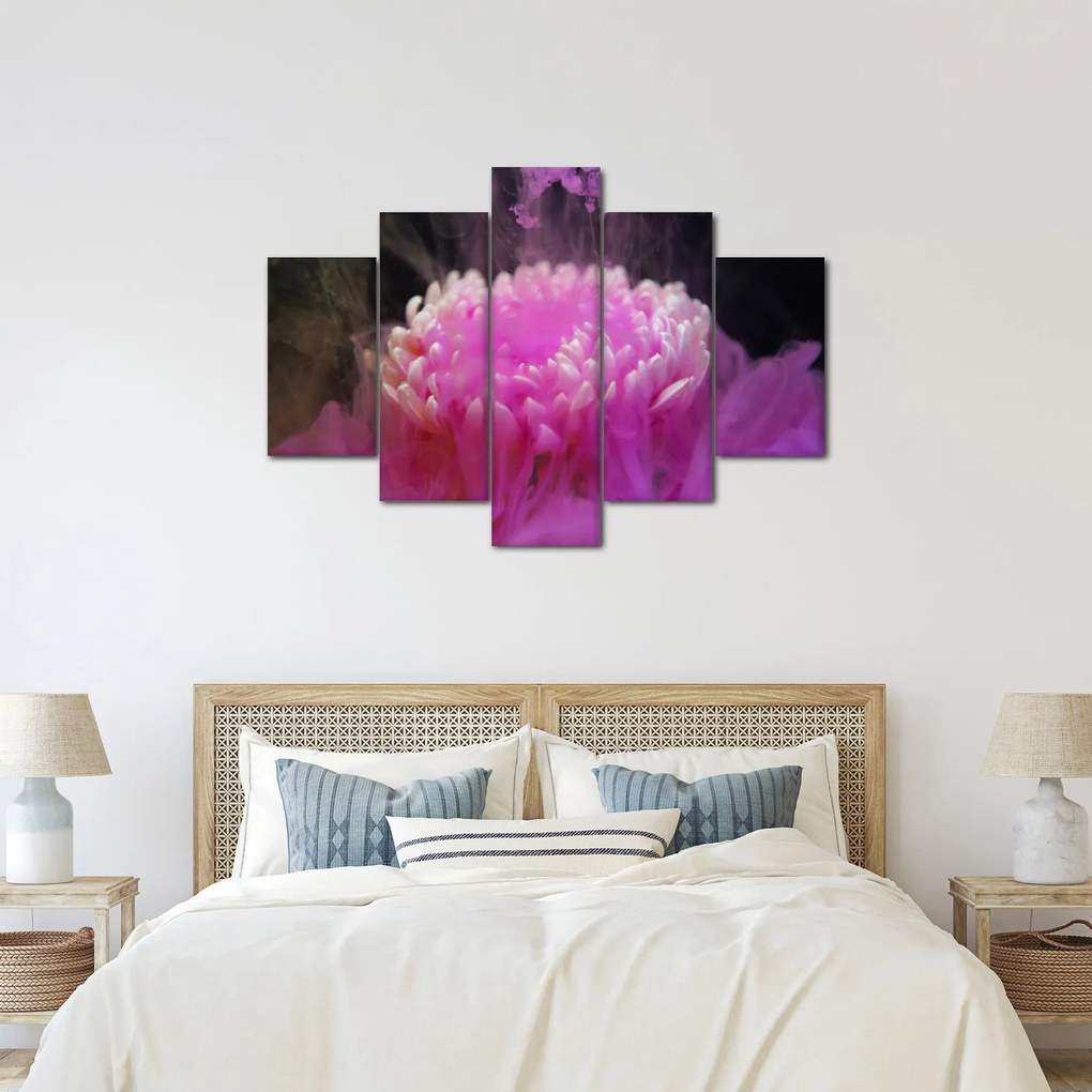 Obraz kvetiny v ružovom dyme (150x105 cm)