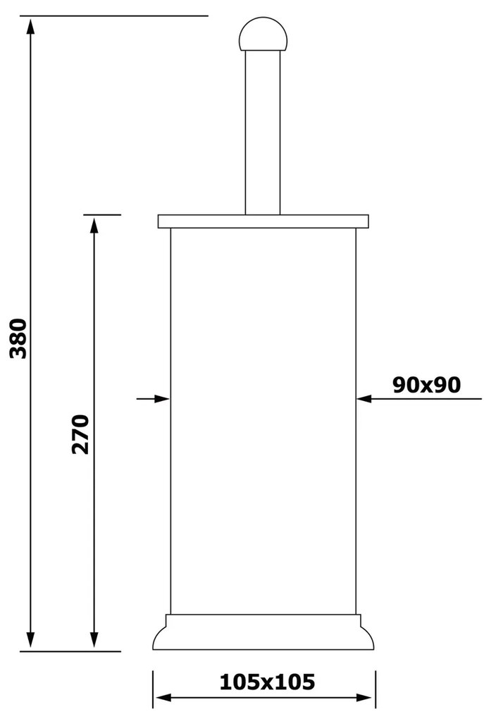 AQUALINE GA1210 Simple line WC štetka hranatá,brúsená nehrdzavejúca oceľ