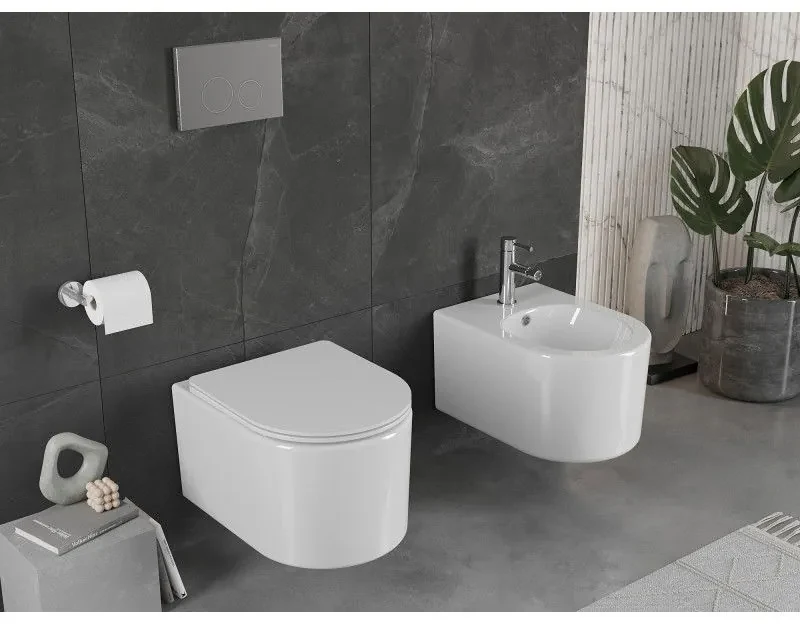 Mexen SOFIA Rimless závesná wc misa so sedátkom s pomalým zatváraním, 49 x 37 cm, biela, 30540300