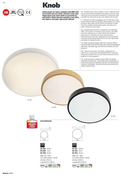 Redo 05-928 - LED Stropné svietidlo KNOB LED/24W/230V 3000K-6500K 30 cm biela
