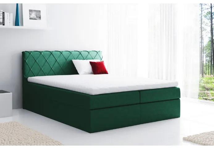 Pohodlná čalúnená posteľ Perez 180x200, zelená