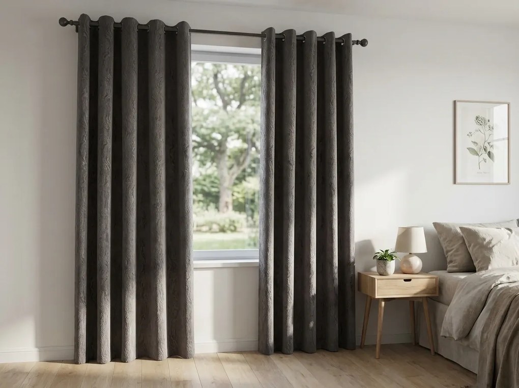 Zatemňovací záves DUNES VELVET 140x250 cm, tmavě šedý Zavesenie: Riasiaca páska