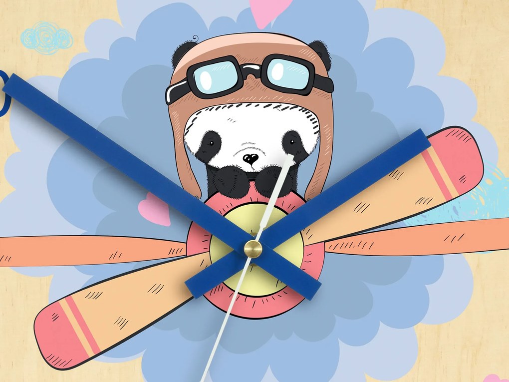 Detské nástenné hodiny Ami Panda 30 cm viacfarebné