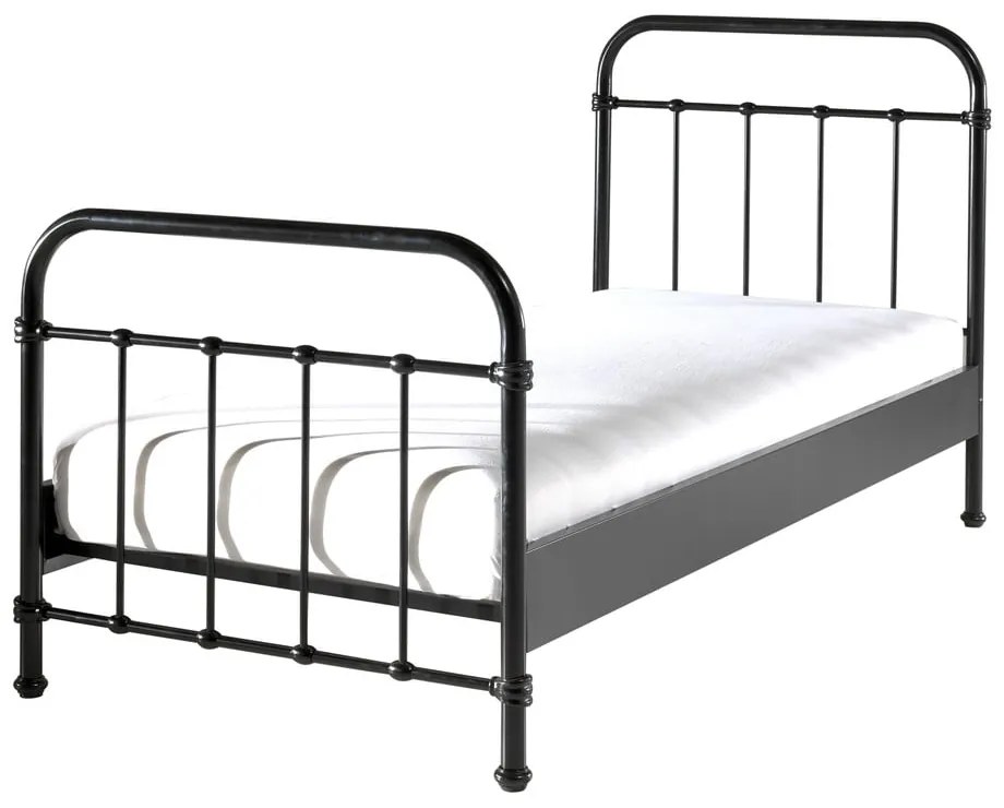 Čierna kovová detská posteľ Vipack New York, 90 × 200 cm