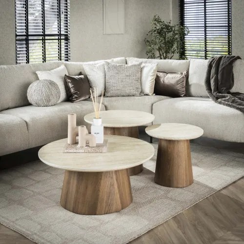 Konferenčný stôl 45-64 Romano 3-set 3D Ceramic Travertine - Komfort-nábytok