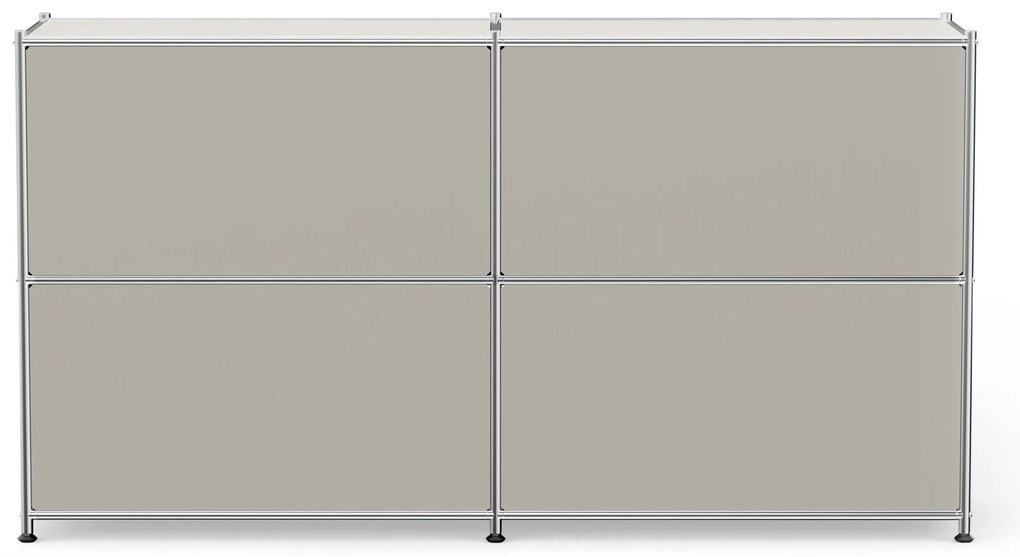 Kovový regál »CN3« s nastaviteľnými výklopnými priehradkami, svetlosivý