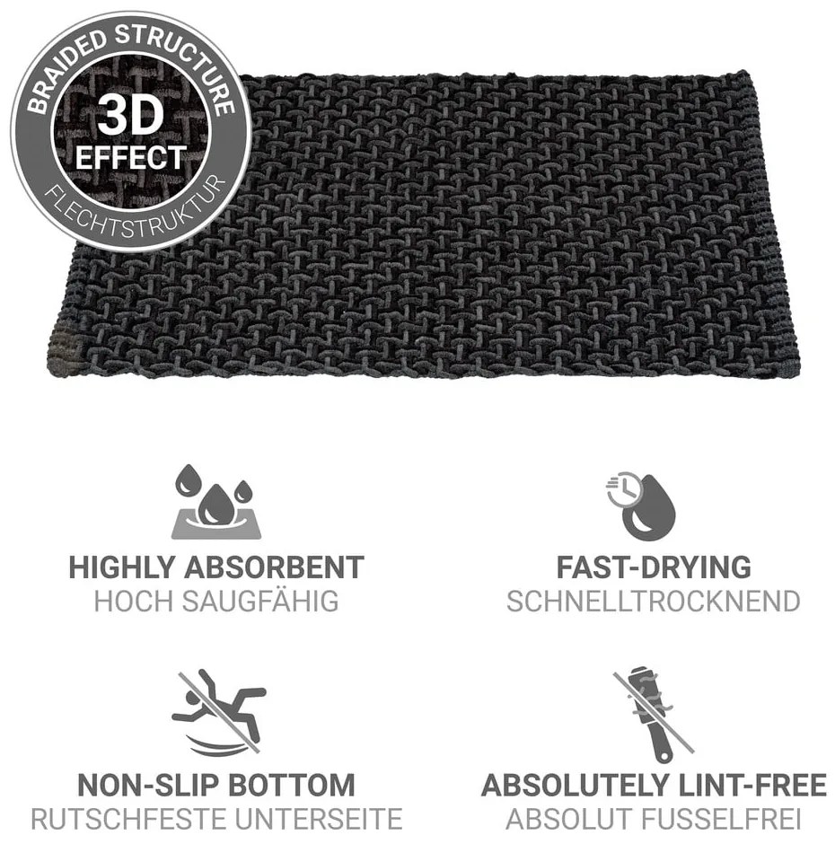 Antracitová textilná kúpeľňová predložka 50x80 cm Ecoli – Wenko