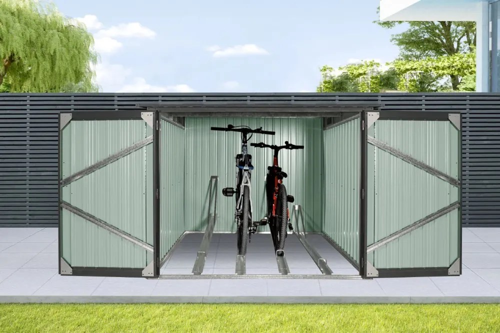Prístrešok pre 4 bicykle BestBerg CS-4A / 4,2 m² / 204 x 206 x 163 cm / sivá