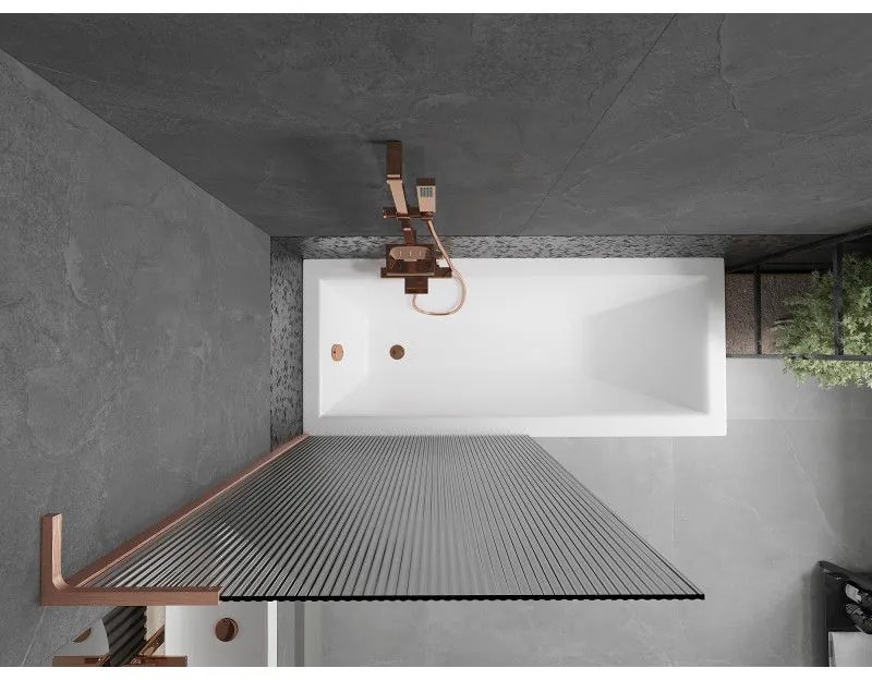 Mexen Next L, 1-krídlová vaňová zástena 90 x 150 cm, 6mm sklo s rebrovým vzorom, medený profil, 895-090-000-03-09-65