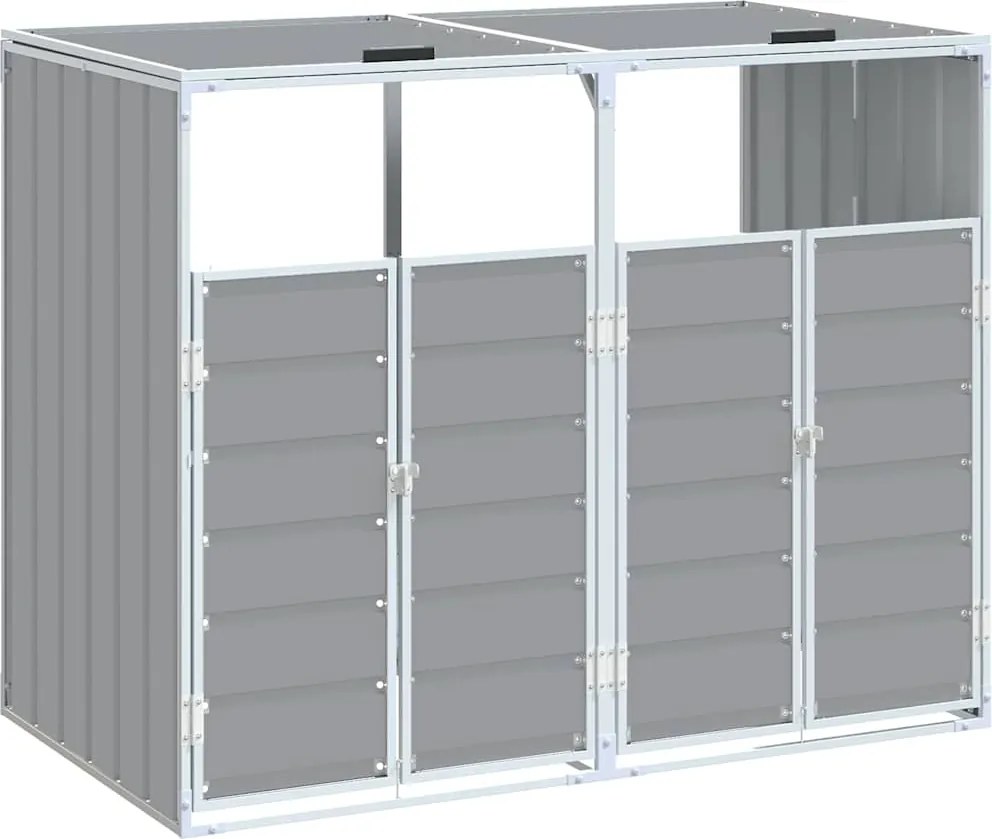 vidaXL Prístrešok na dva odpadkové koše sivá 144x81x113 cm Oceľ