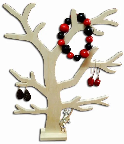 Čisté dřevo Organizér a stojan na šperky, šperkovnica, STROM