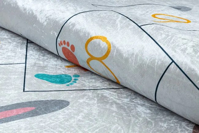 Detský koberec protišmykový BAMBINO 43092 zvieratká, sivý / žltý