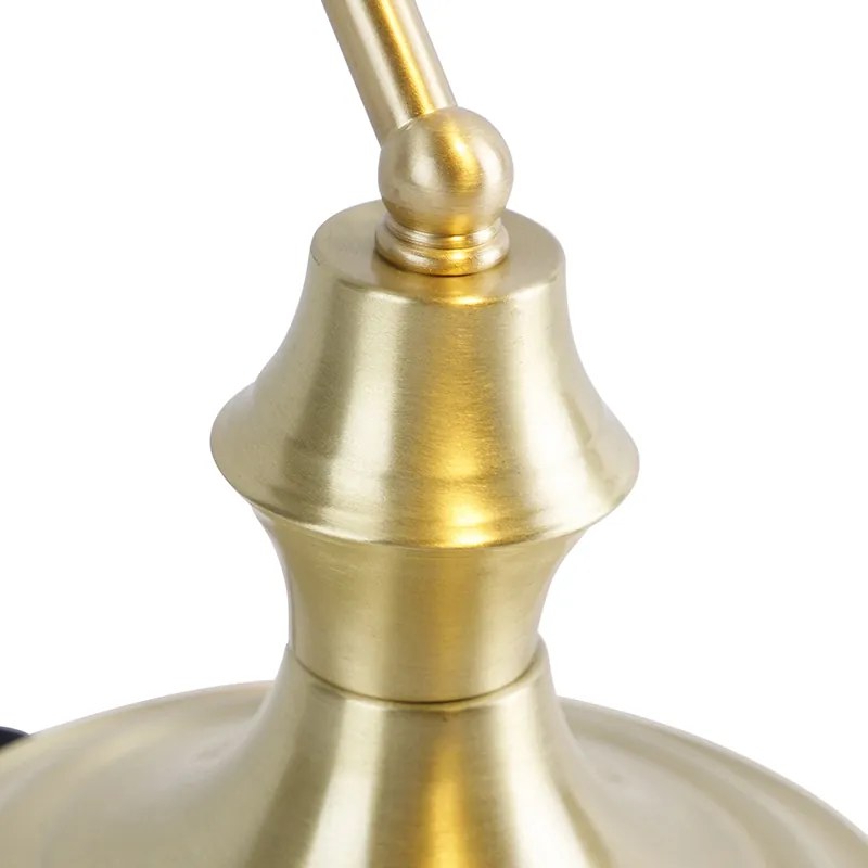 Klasická notárska lampa zlatá s dymovým zrkadlovým sklom - Banker