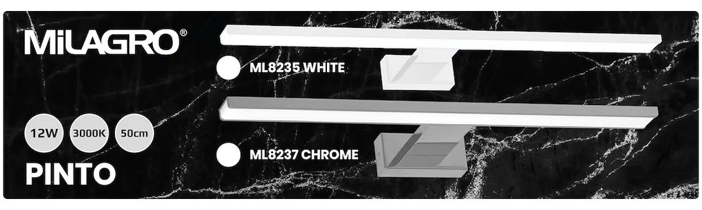 Nástenné LED svietidlo Pinto, 1x LED 12w, 3000k, (50 cm), w