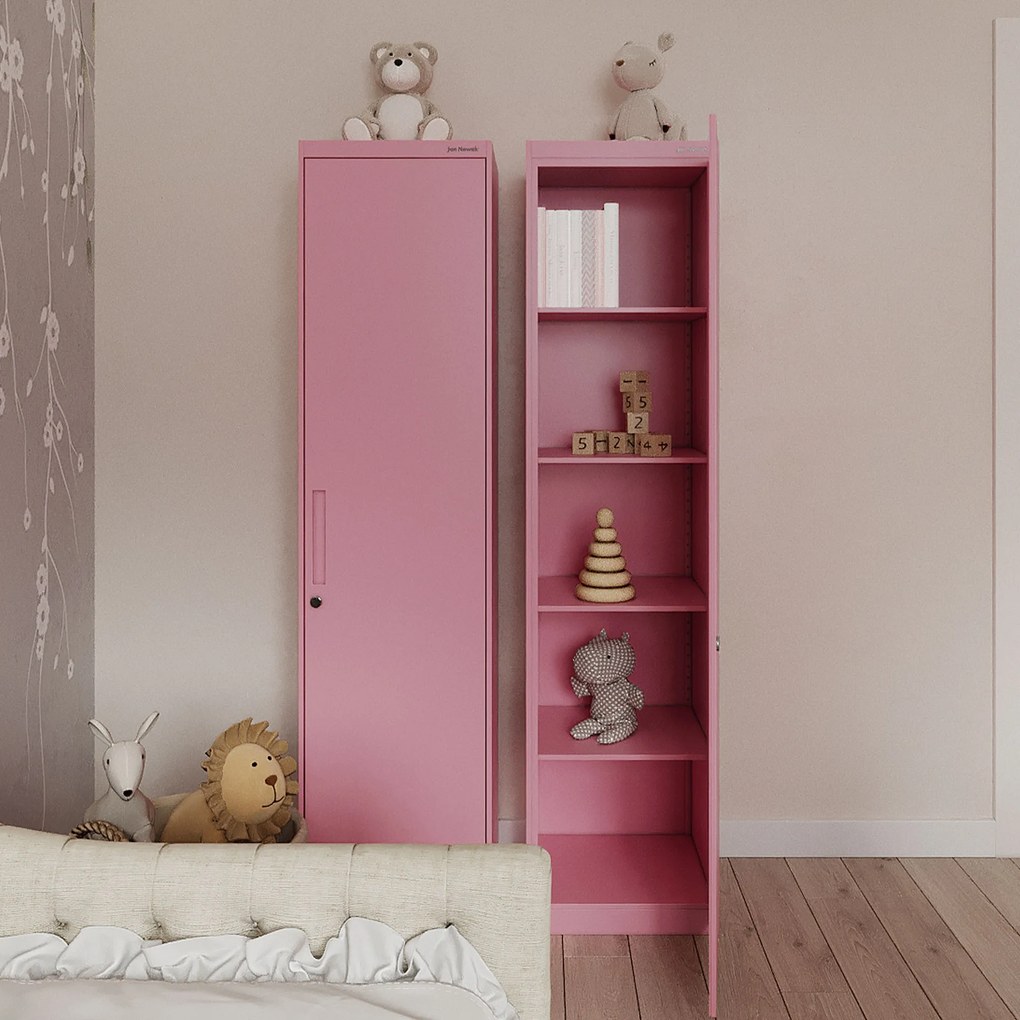 Kovová kancelárska skriňa na dokumenty, vysoká, pudrová ružová, 450x1850x400 mm: ALEX Fresh Style