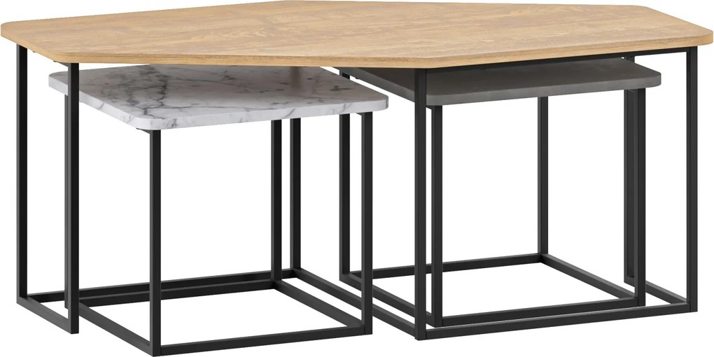 Súprava konferenčných stolíkov Houseland Nesty retro sivá/Carrara