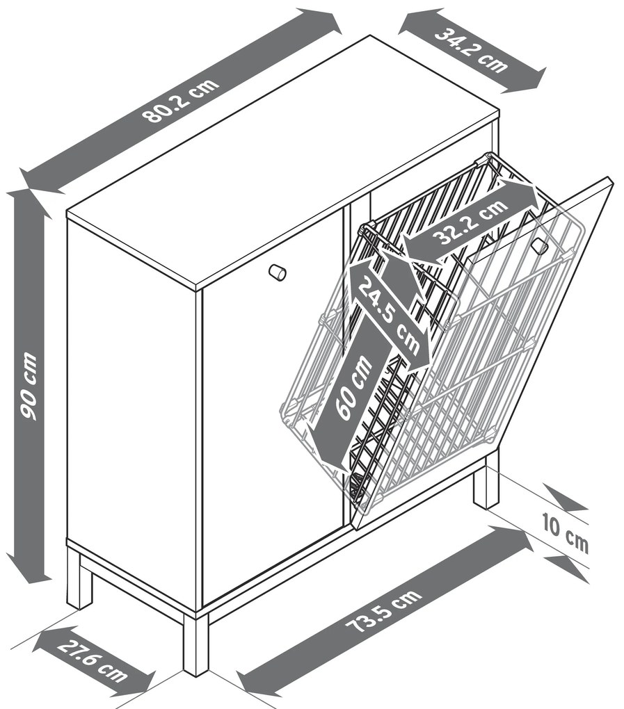Skrinka s košom na bielizeň