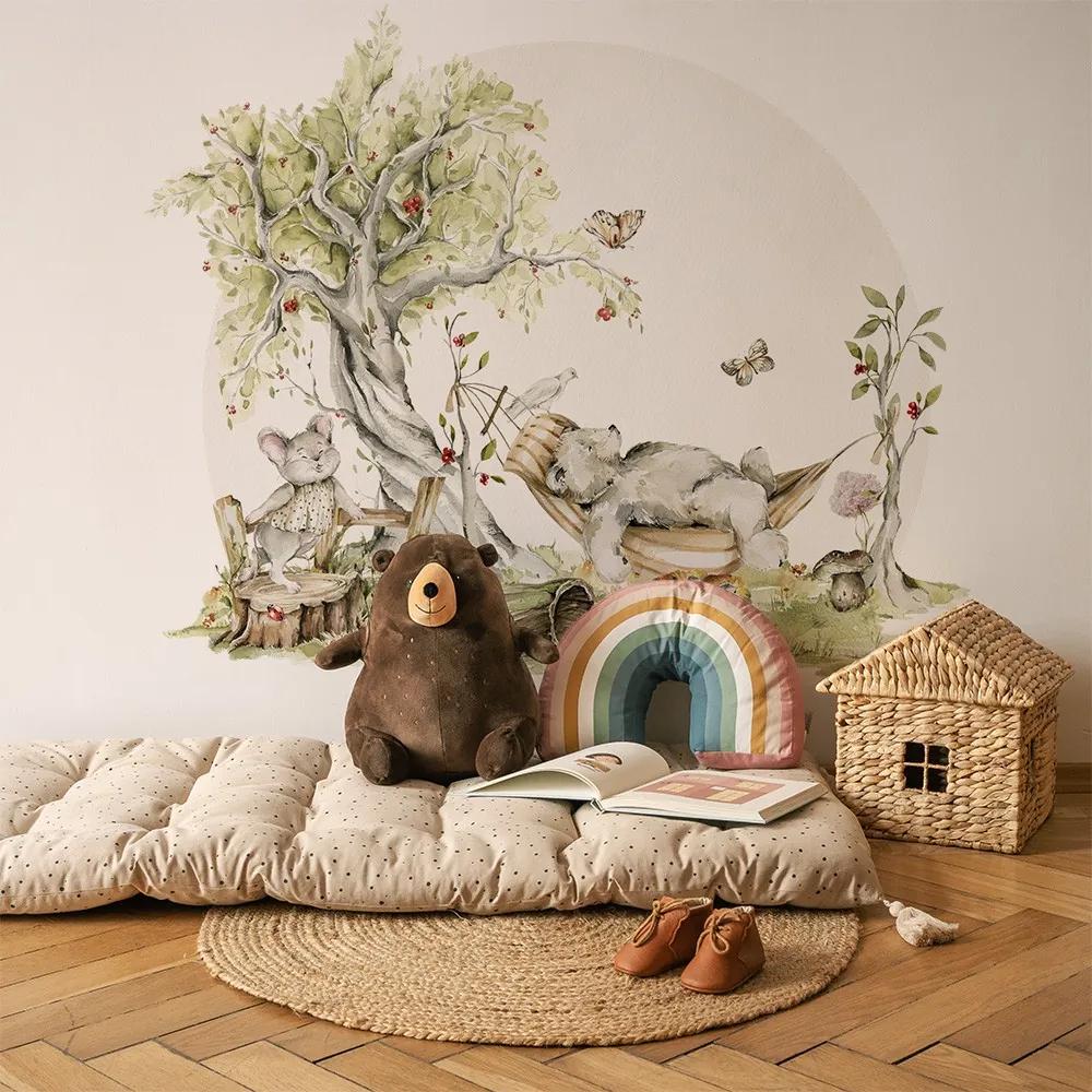 Gario Detská nálepka na stenu Woodland walk - spiaci medvedík a myška Rozmery: 120 x 95 cm