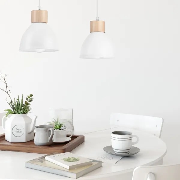 Luster na lanku NICO 2xE27/60W/230V biela