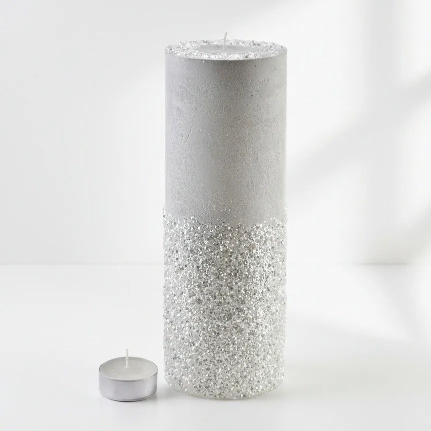 Veľký moderný svietnik Diamant 36 cm biely