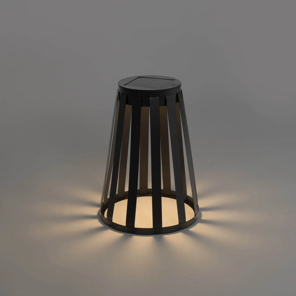 Vonkajšia stolová lampa čierna vrátane LED 3-stupňového stmievača solárna a nabíjateľná - Penny