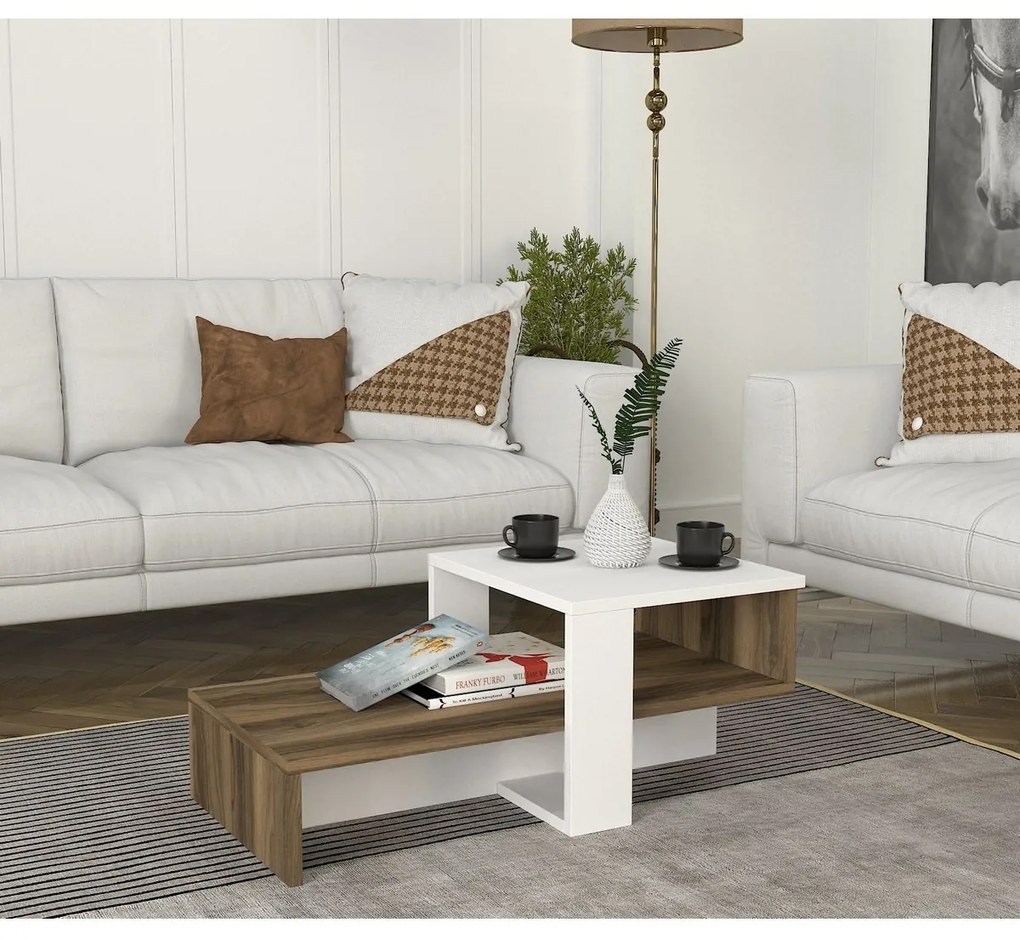 Konferenčný stolík Chain White and Walnut