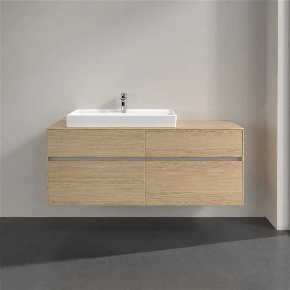 VILLEROY &amp; BOCH Collaro závesná skrinka pod umývadlo na dosku (umývadlo vľavo), 4 zásuvky, 1400 x 500 x 548 mm, Nordic Oak, C08900VJ