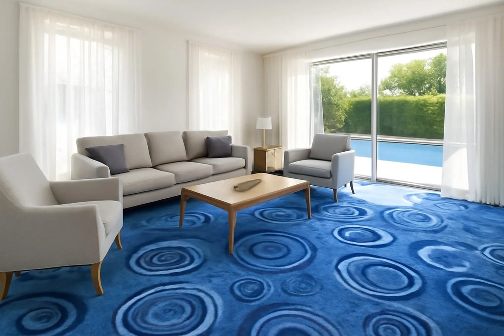 ITC, Koberec metráž Drops 74, na mieru, šíře 4m, modrá, filc, chodba / predsieň