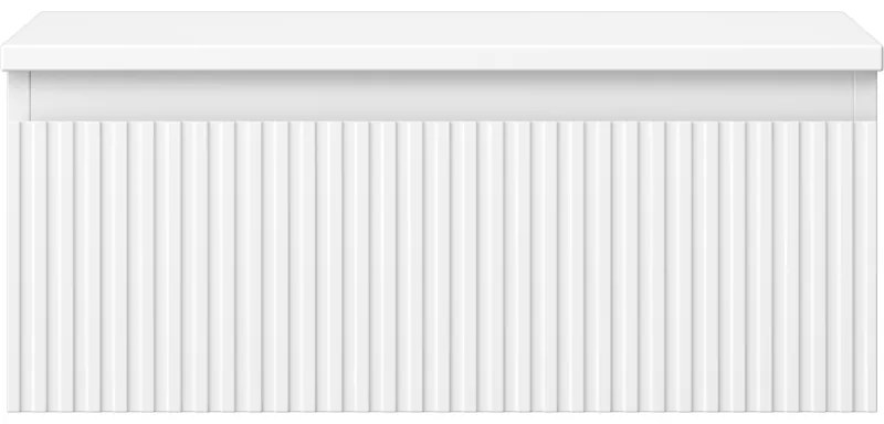 Mexen Rivel, kúpeľňová skrinka 60 cm s pracovnou doskou, 1 zásuvka, drážkovaná, biela matná, 91A20-06023-1-BFC01