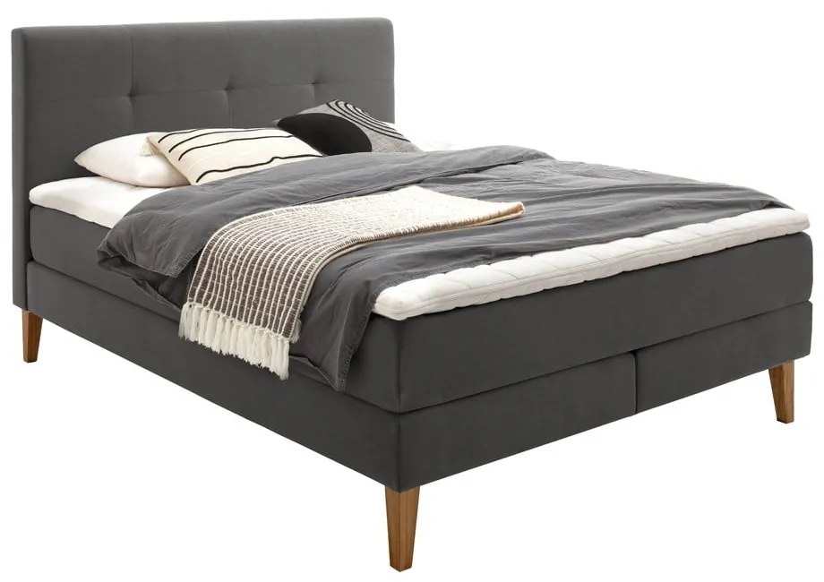 Antracitová boxspring posteľ 160x200 cm Stockholm – Meise Möbel