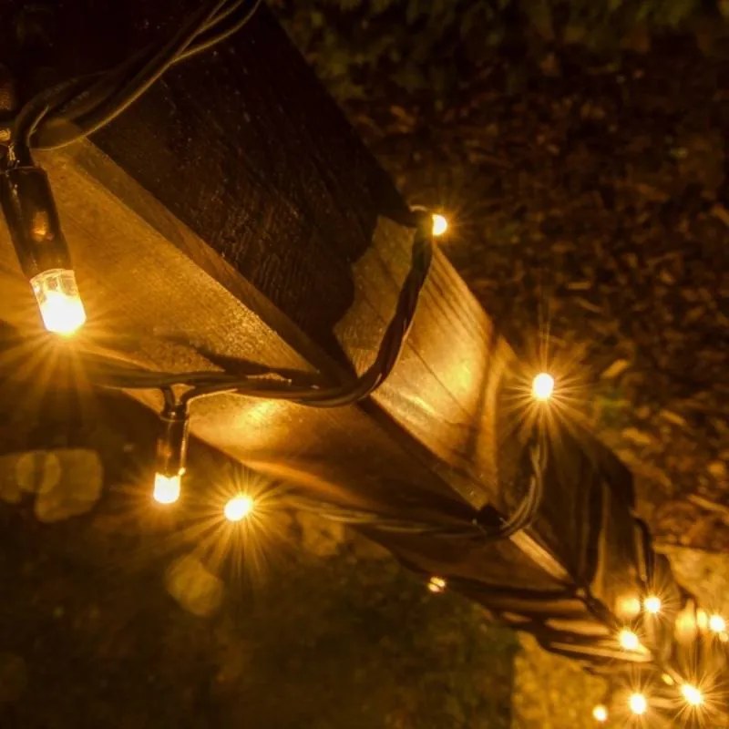 DECOLED Svetelná reťaz LED 20 m, 36 V, 120 diód, teplá biela, čierny kábel IP67, Eco Fix