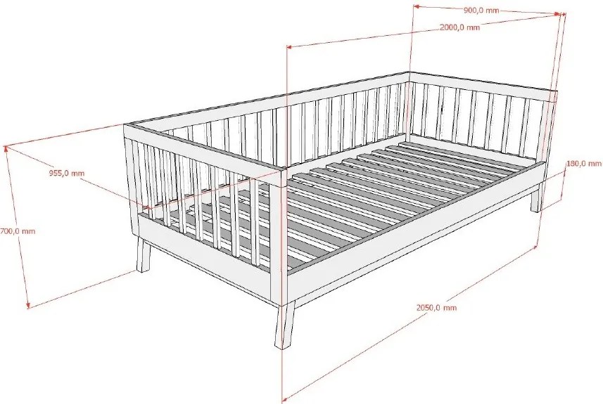 Béžová detská posteľ z borovicového dreva s roštom 90x200 cm Sezane – Vipack