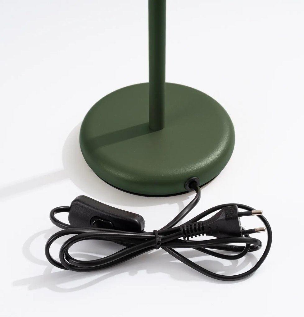 Stolná lampa Karbon, 1x olivovo zelené kovové tienidlo