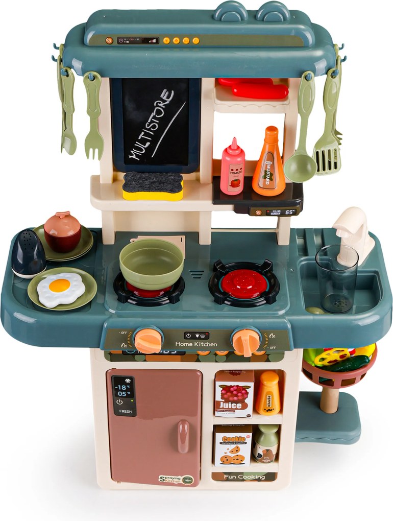 MULTISTORE Detská kuchynka 46 dielov - parný generátor, LED, zvuky, vodný drez (3+)