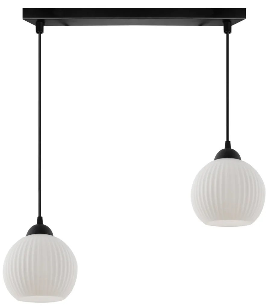 Závesné svietidlo Riffle Round, 2x biele sklenené tienidlo, b